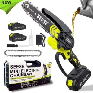 SEESE 6-Inch Mini Chainsaw | Brushless Motor with Auto Oiling – Lightweight Cordless Chainsaw for Pruning, Wood Cutting & Camping