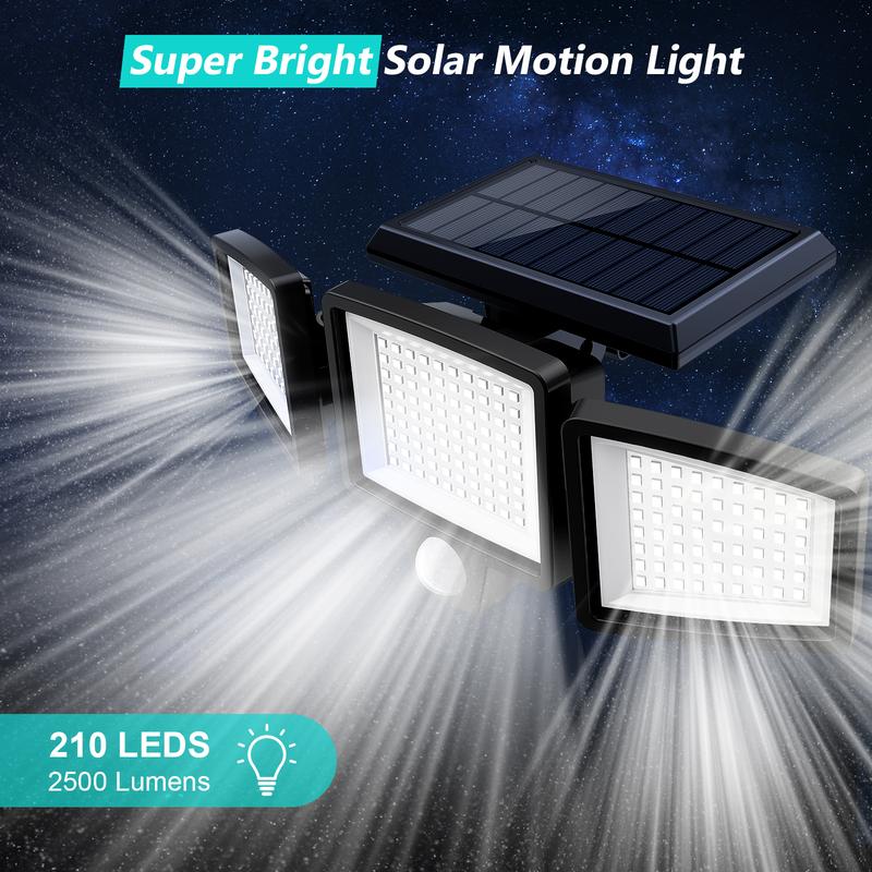 Tuffenough Solar Outdoor Security Light | 2500LM 210LED 3-Head Adjustable β IP65 Waterproof, 3 Modes, Ideal for Yard, Driveway, Shed & Farm - Image 3