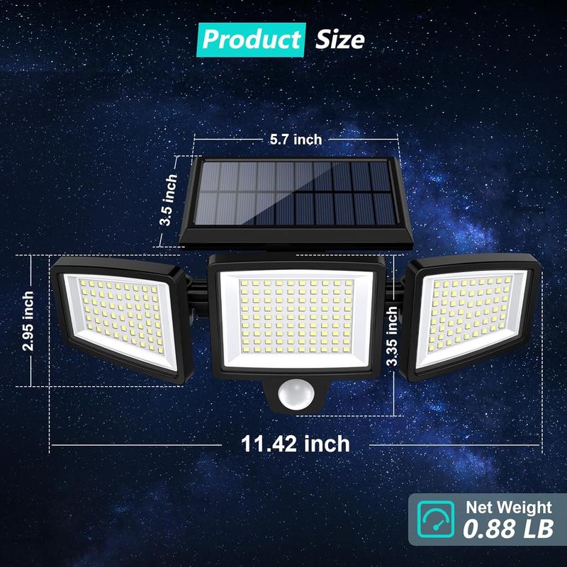 Tuffenough Solar Outdoor Security Light | 2500LM 210LED 3-Head Adjustable β IP65 Waterproof, 3 Modes, Ideal for Yard, Driveway, Shed & Farm - Image 4